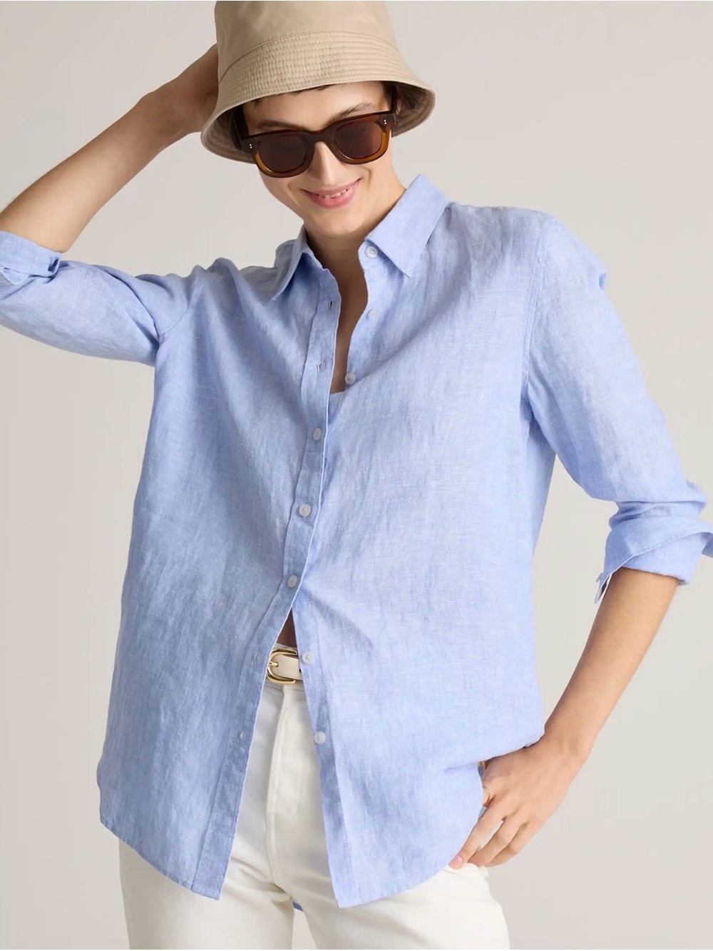 100% European Linen Long Sleeve Shirt - Picture 2 of 5